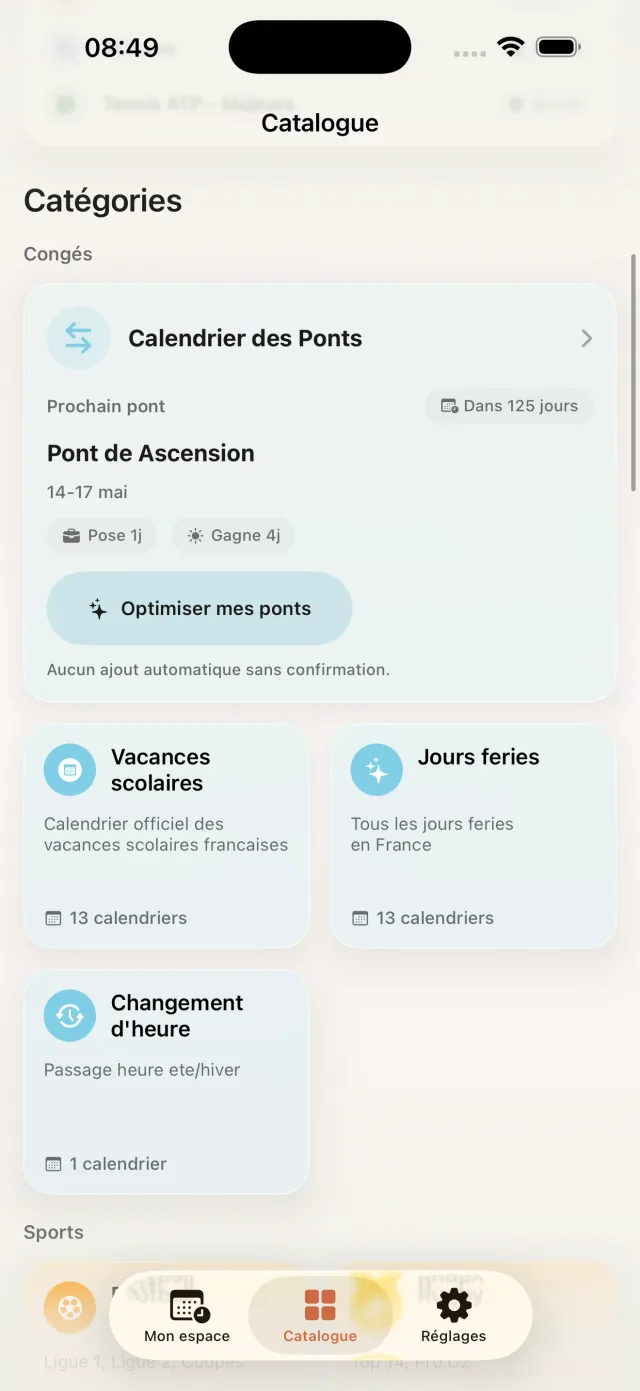 Calendrier sports - Matchs PSG, OM, F1