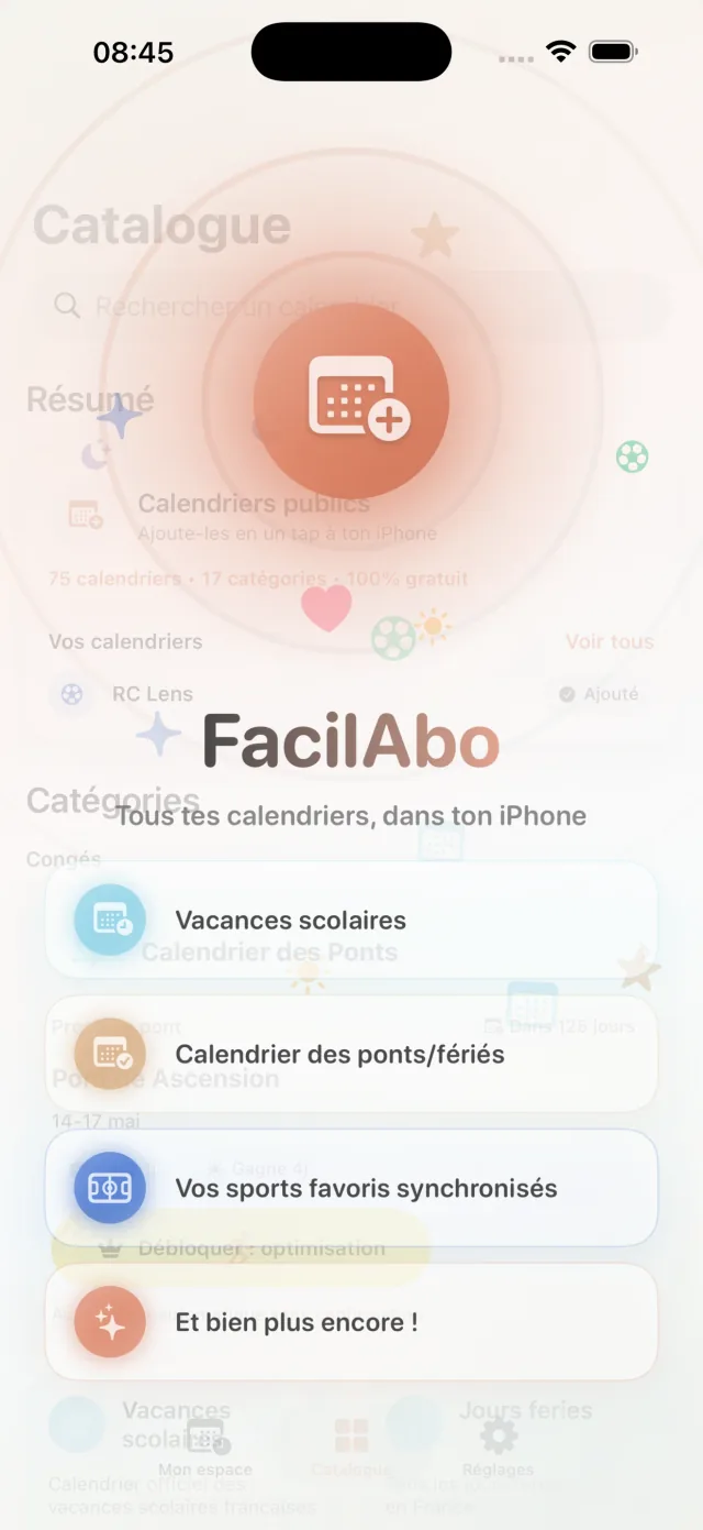 Catalogue FacilAbo - Tous les calendriers disponibles