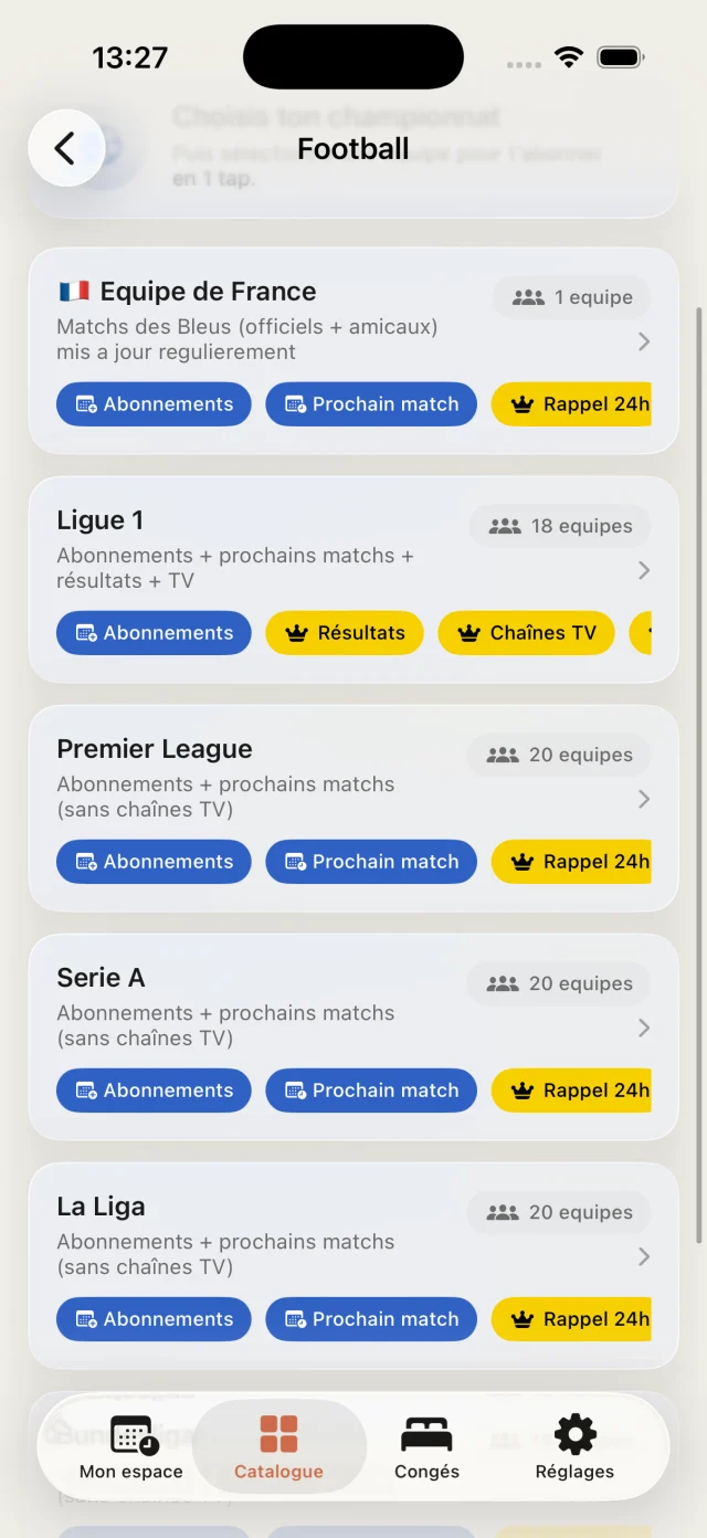 Live scores - résultats sportifs en direct