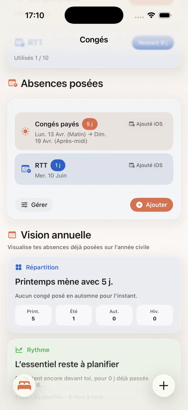 Capture FacilAbo absences posées