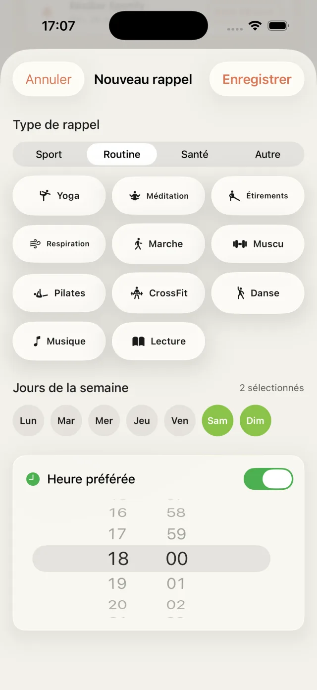 Capture FacilAbo création de rappel routine