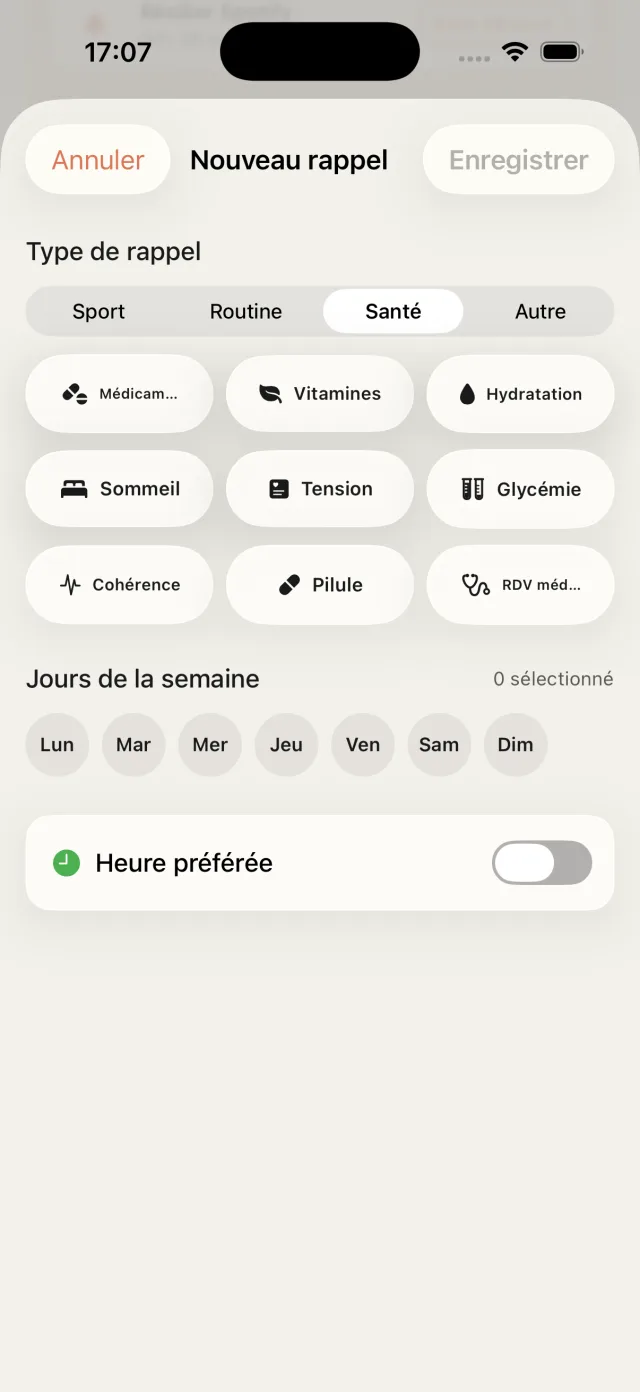 Capture FacilAbo création de rappel santé