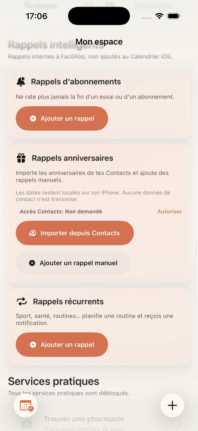 Capture FacilAbo services pratiques