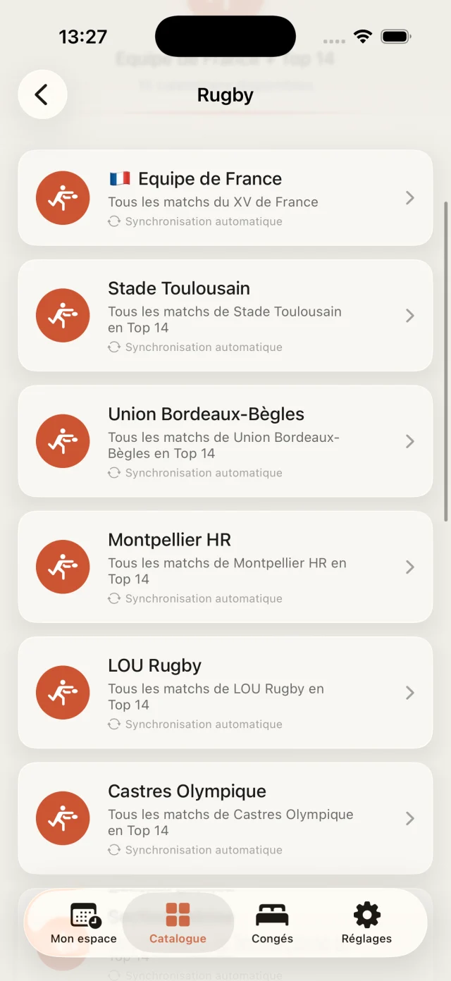 Capture FacilAbo catalogue rugby
